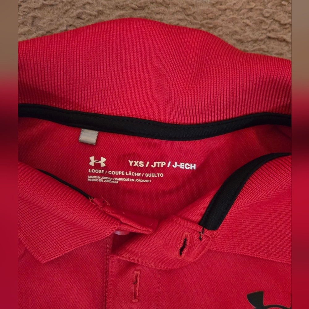 Under Armour Kids Red And Grey  Polo Shirt Size 7 And Xs - Picture 3 of 8